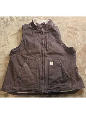 Women's Vintage Carhartt Sherpa Lined Vest 2XL Dark Brown DKB Pre-Owned See Pics